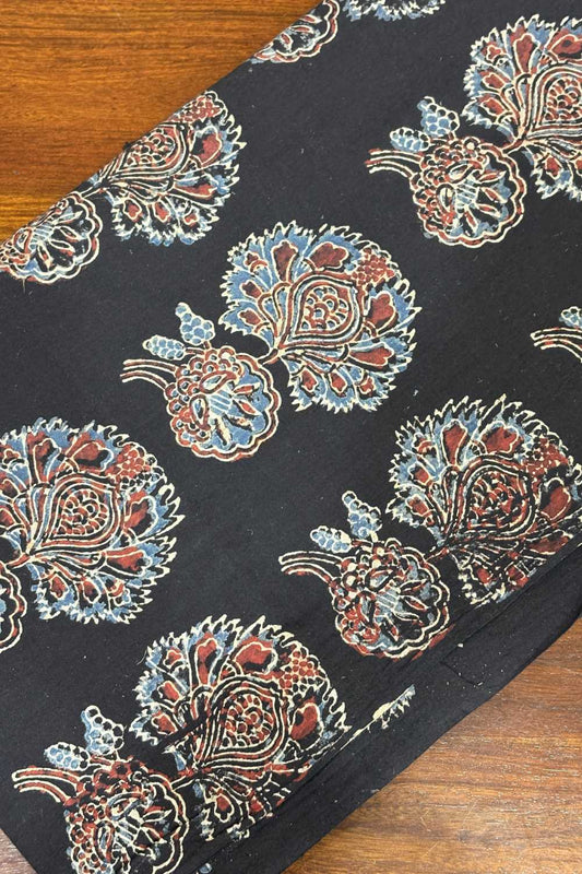 Black Base Small & Big Floral Print Fabric