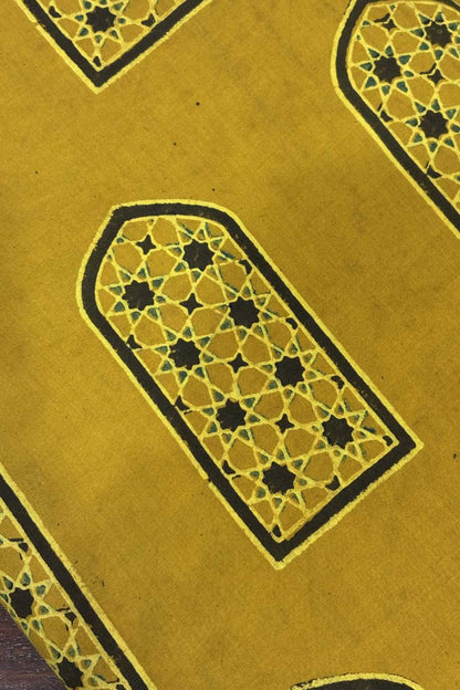 Ajrakh Yellow Base window print Fabric