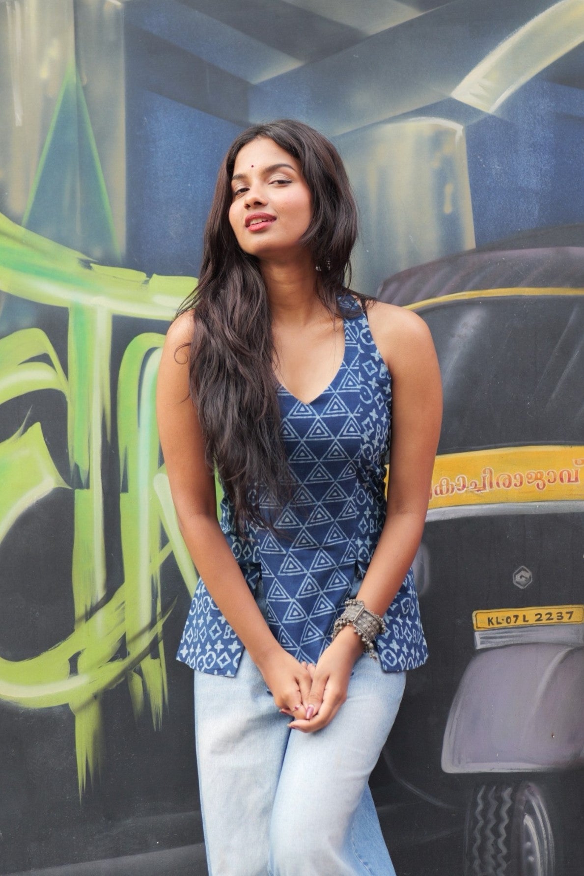 Indigo Halter Neck Short Top