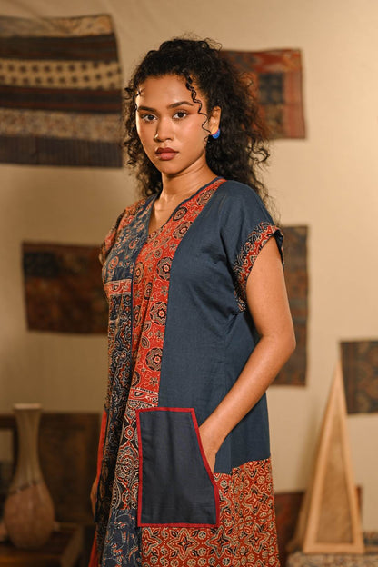 Asymmetric Short Dress Patch 2 Pocket