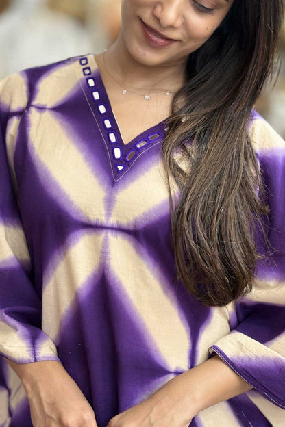 Beige & Violet Kaftan