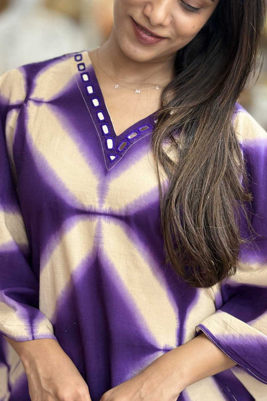 Beige & Violet Kaftan