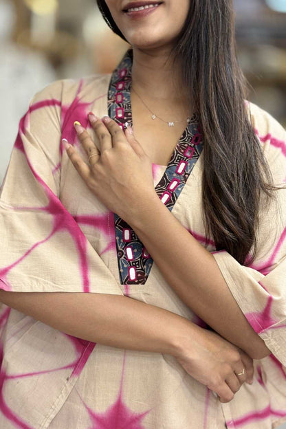 Beige Kaftan Pink Twingle