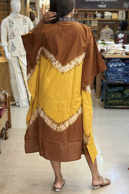 Brown Kaftan Yellow Prints