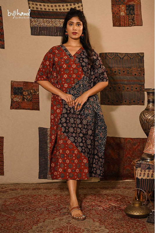 Red Black Blue Patch Kaftan