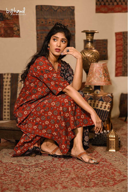 Red Black Blue Patch Kaftan