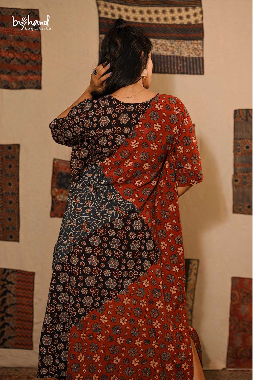 Red Black Blue Patch Kaftan