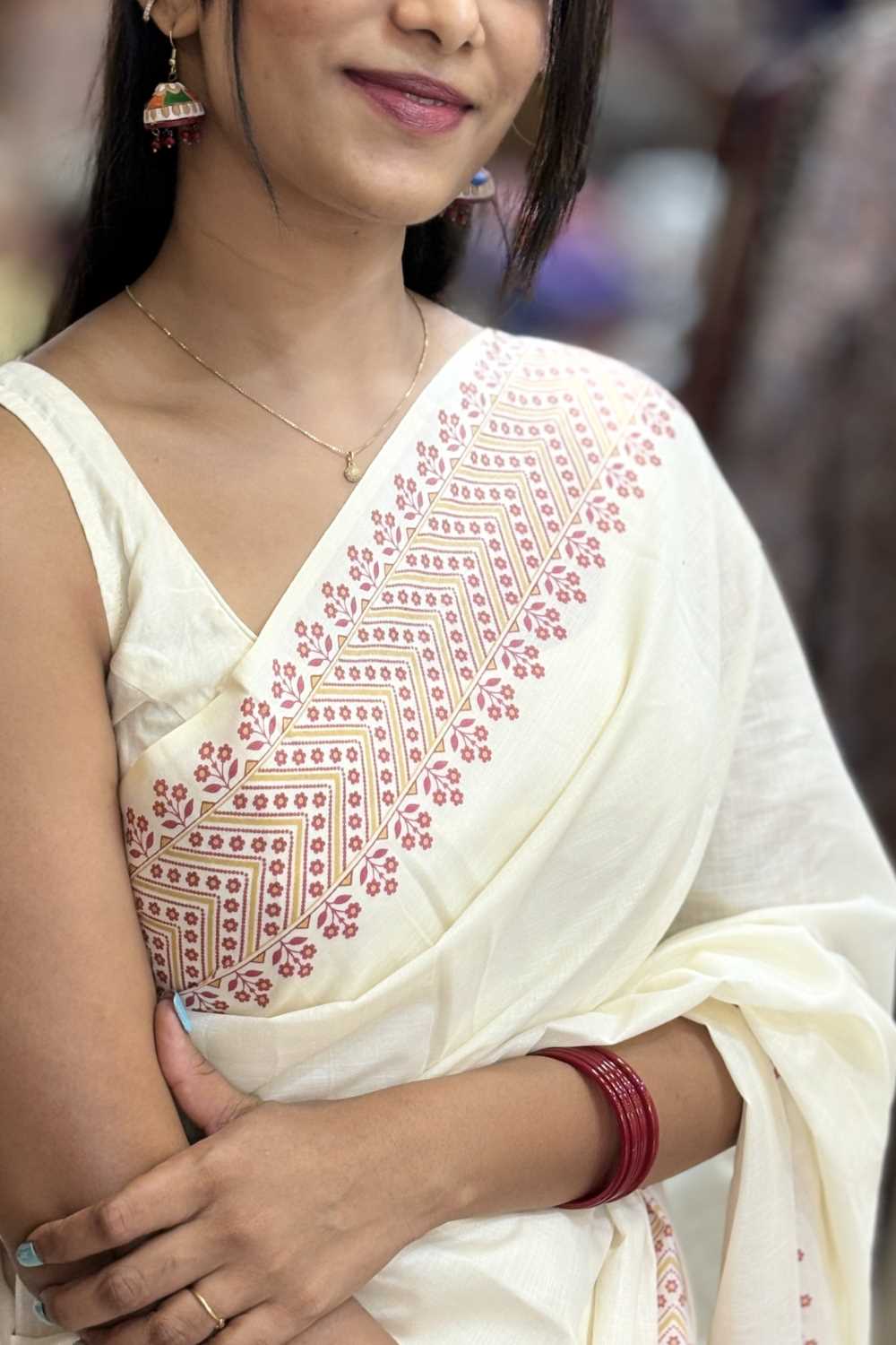 Kerala Saree with Flower Print
