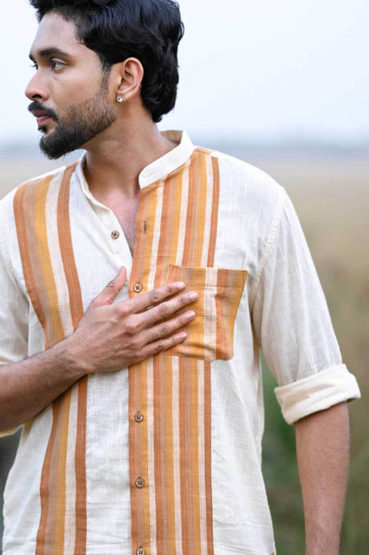 Offwhite with Striped Full Sleeve Shirt