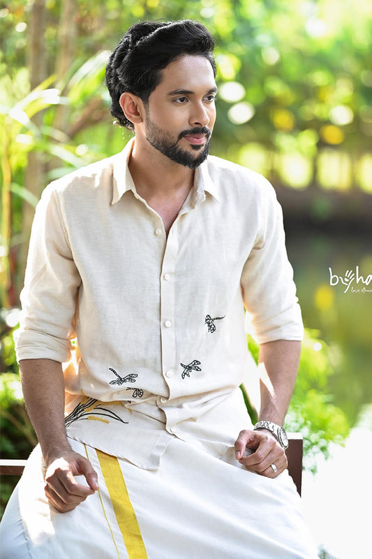 Offwhite Full Sleeve Shirt with Embroidery