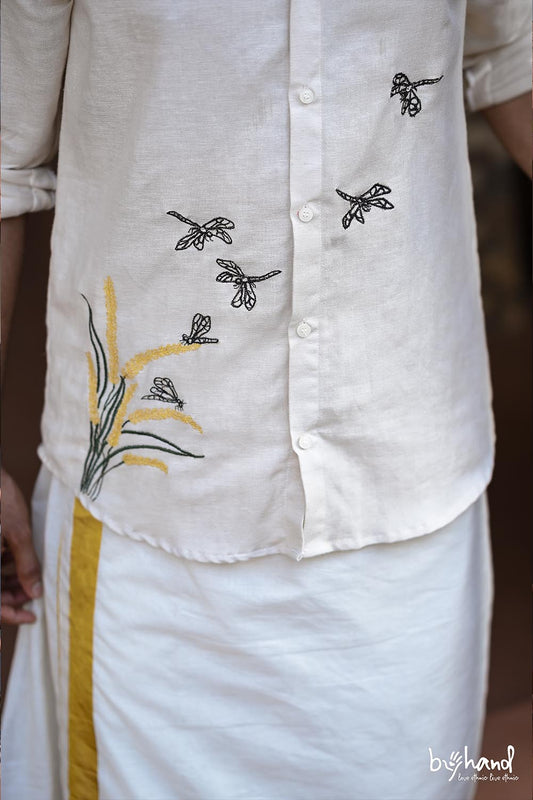 Offwhite Full Sleeve Shirt with Embroidery