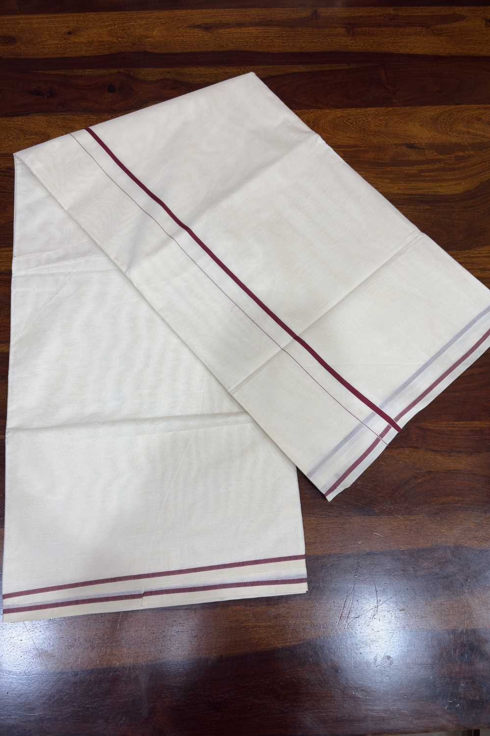 Maroon Puliyilakara Saree