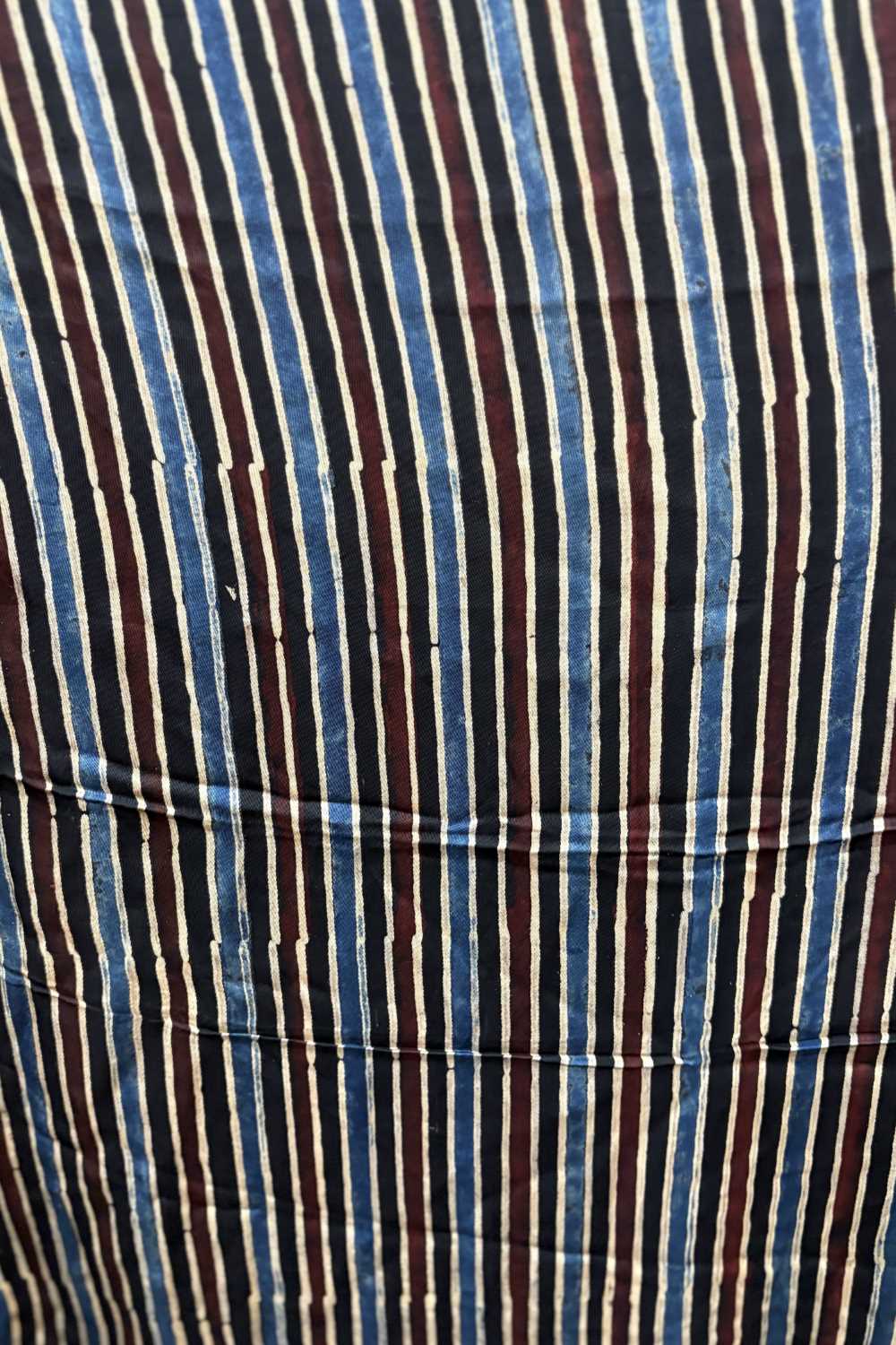 Blue Stripes Ajrakh Printed Modal Silk fabric