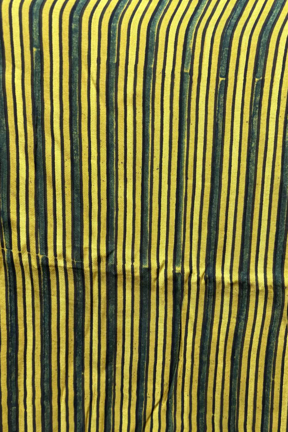 Yellow Stripes Ajrakh Printed Modal Silk fabric