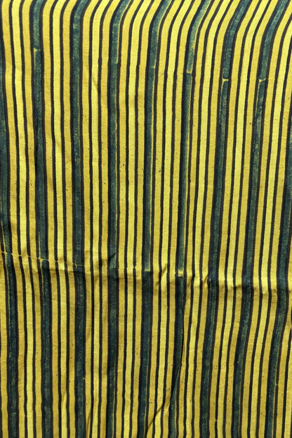 Yellow Stripes Ajrakh Printed Modal Silk fabric