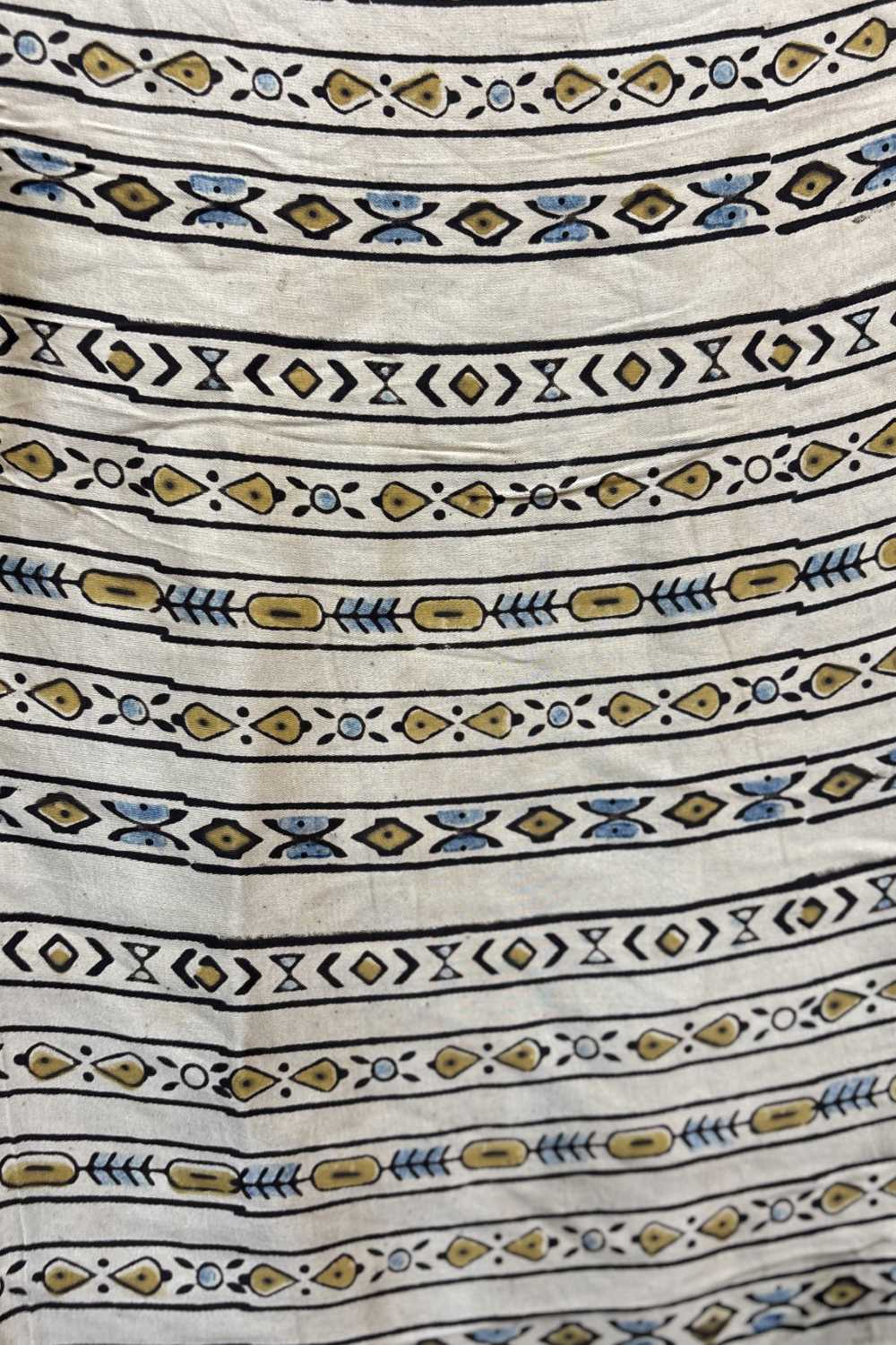 Offwhite Border Stripe Ajrakh Printed Modal Silk fabric