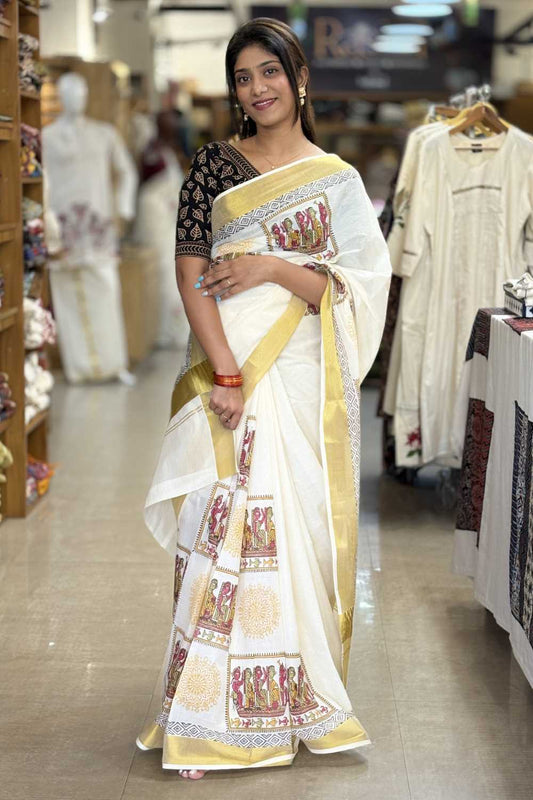 Tribal Block Print Saree