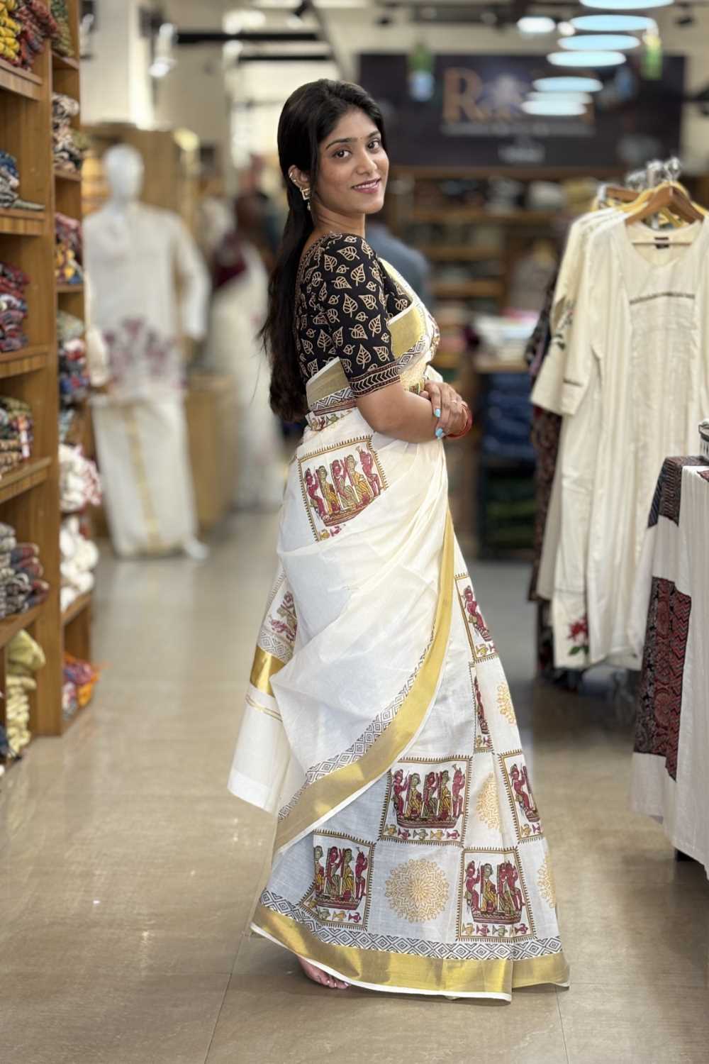 Tribal Block Print Saree