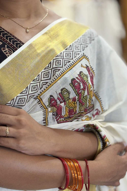 Tribal Block Print Saree