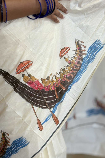 Kerala Saree with Vallamkalli Print