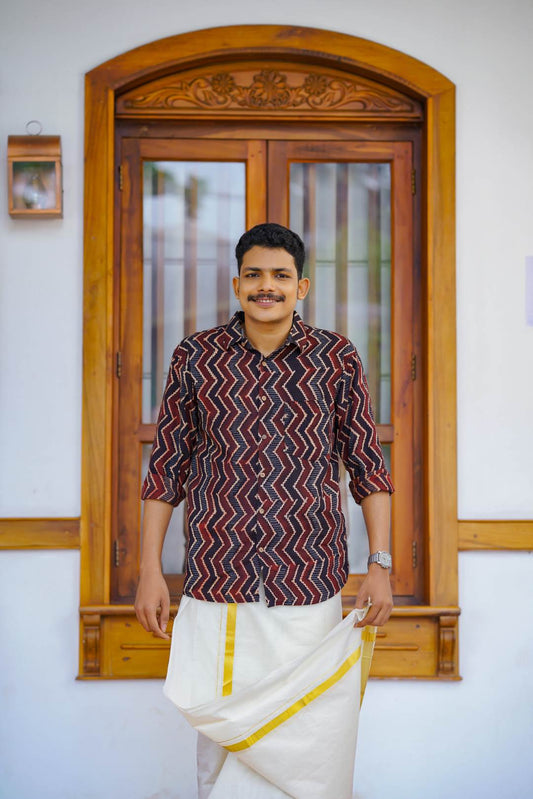 Black Base Zig Zag Print Shirt