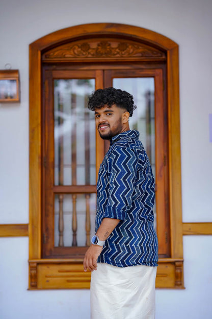 Blue Base Zig Zag Print Shirt