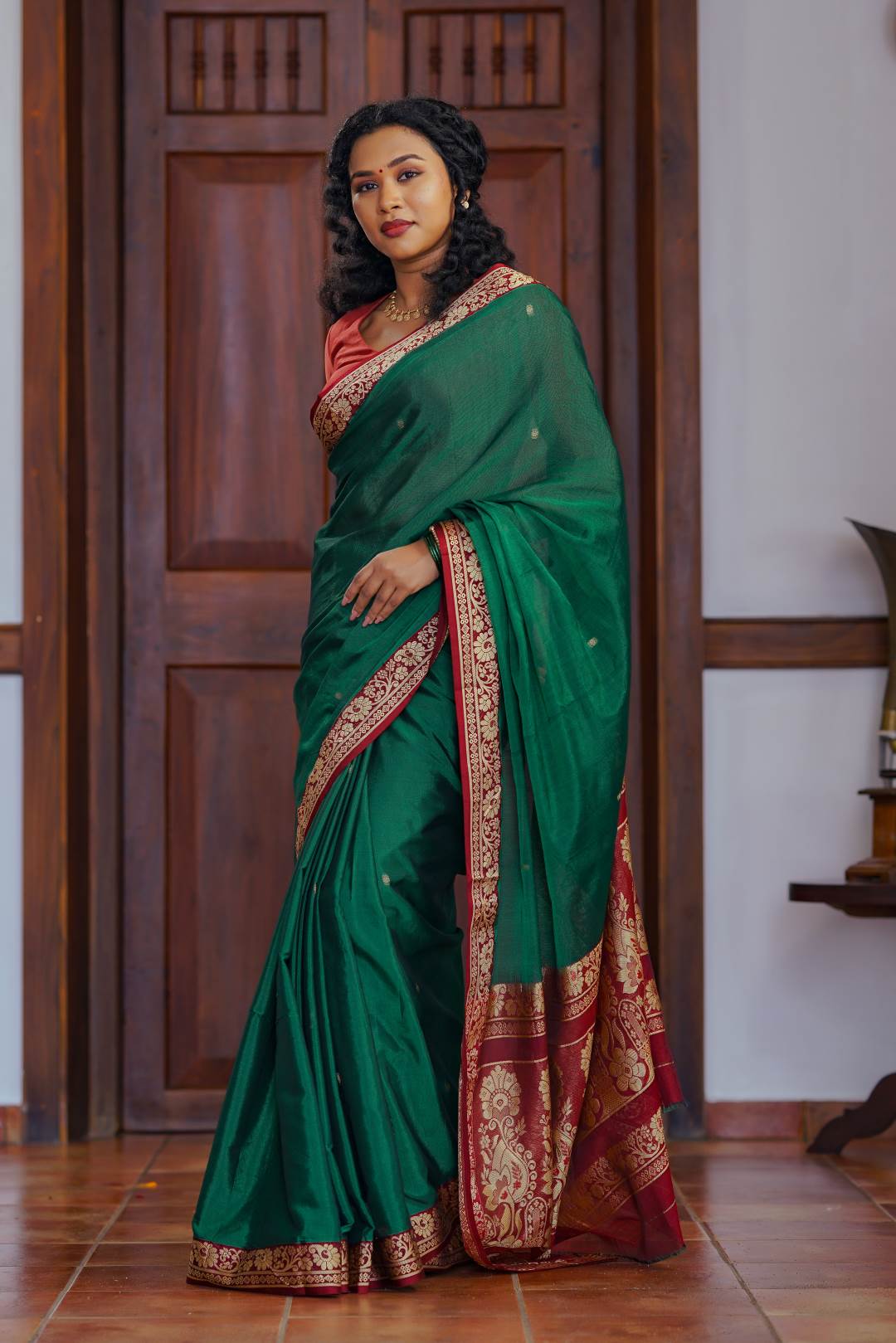 Bottle Green Madurai Rich Saree
