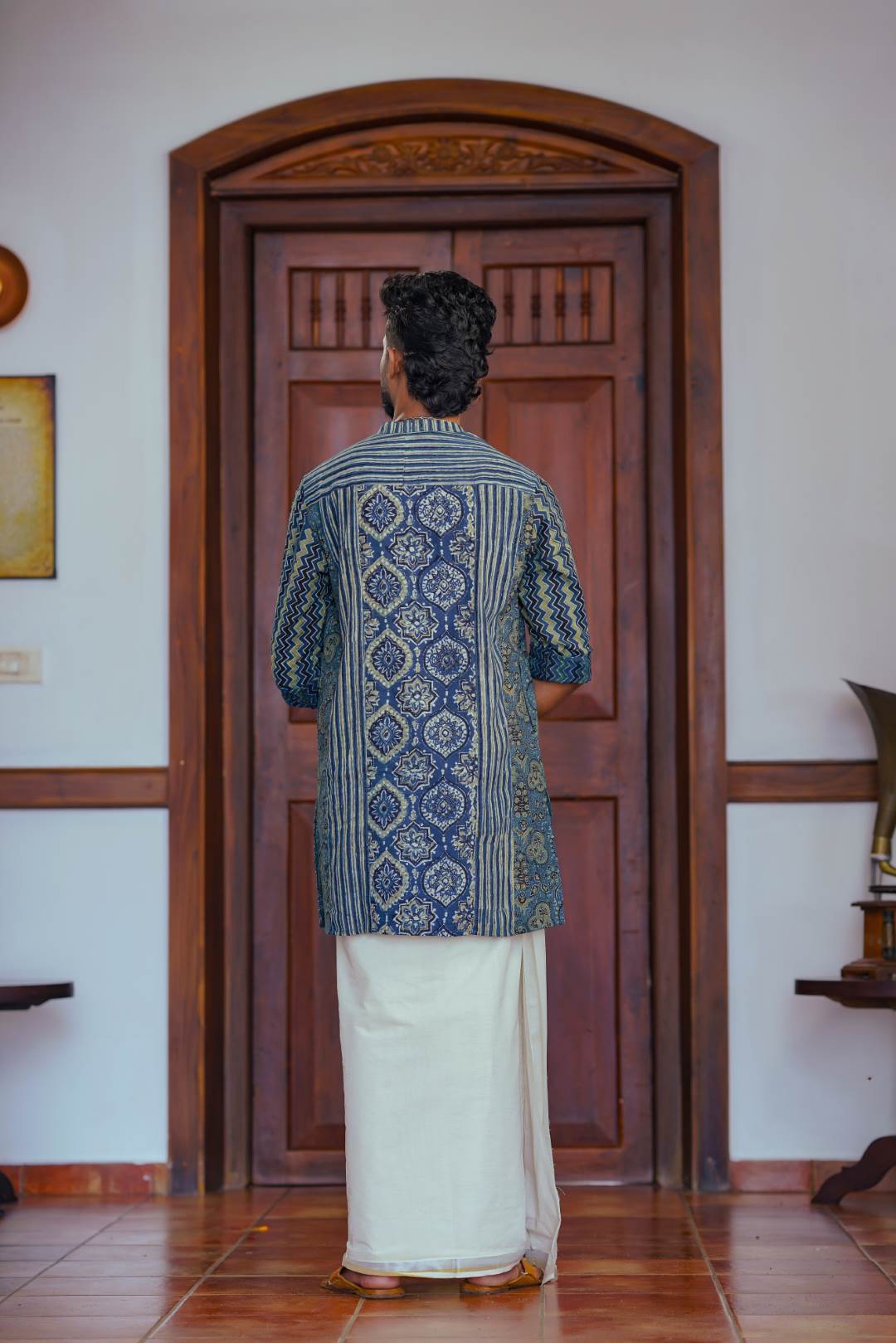 Blue Ajrakh Patch Kurtha