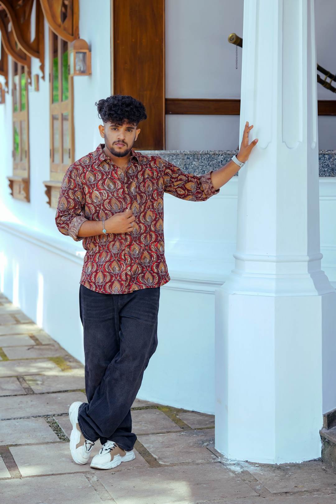 Brown Jahota Pineapple Print Shirt