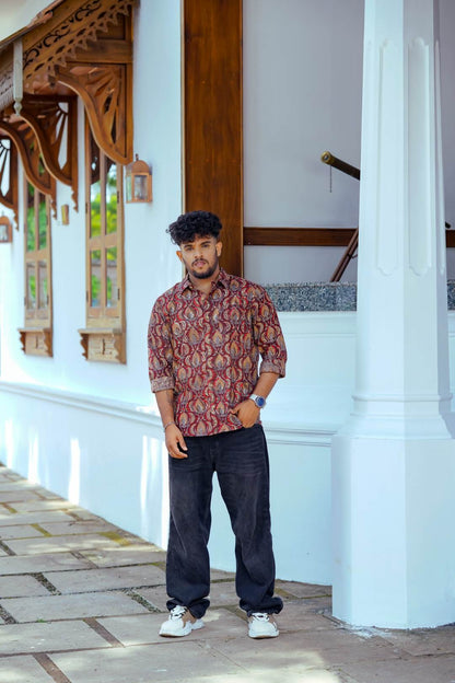 Brown Jahota Pineapple Print Shirt