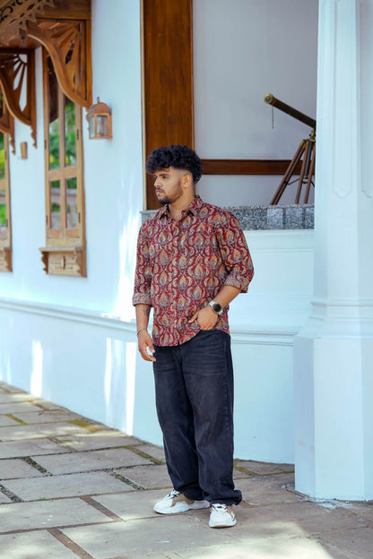 Brown Jahota Pineapple Print Shirt