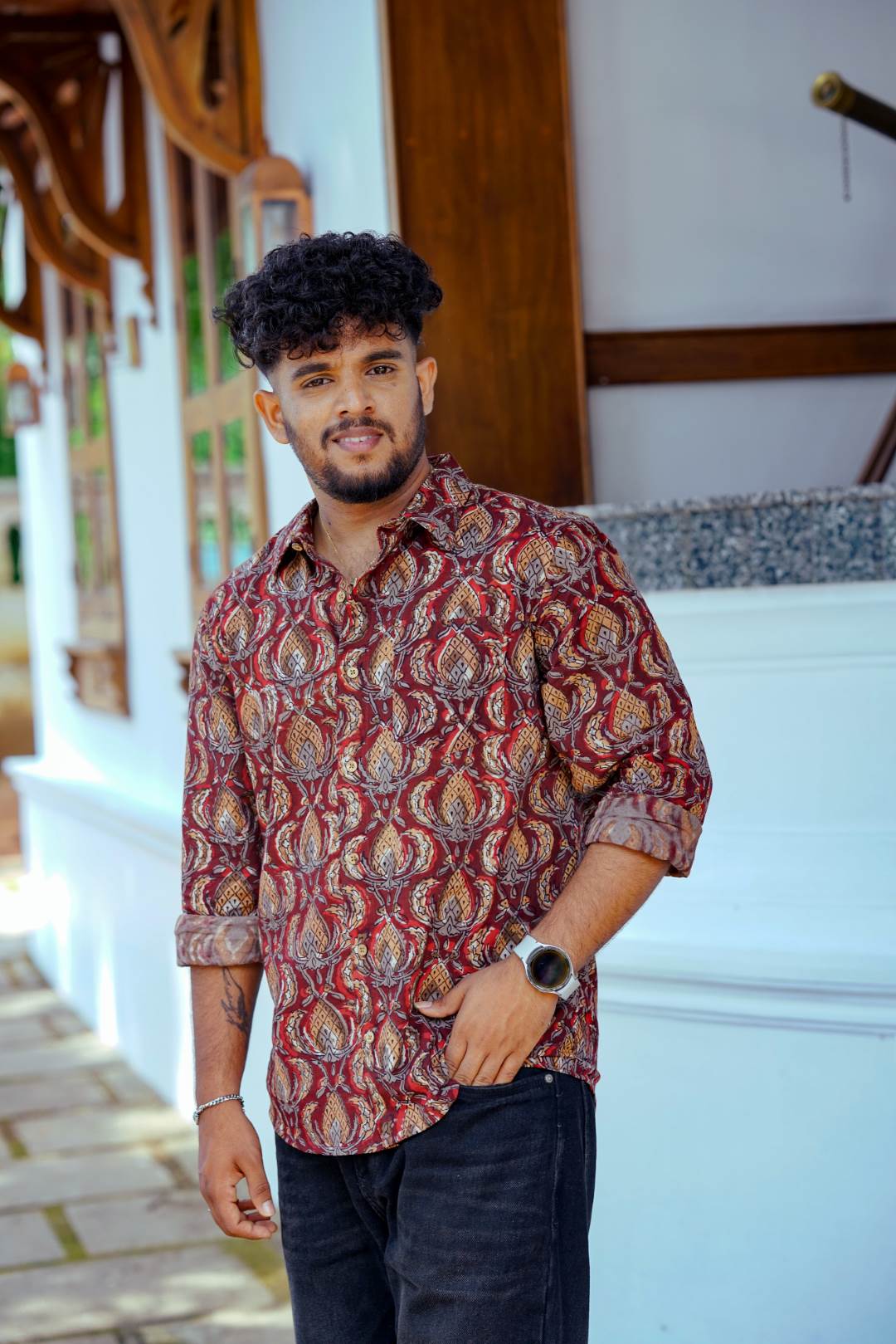 Brown Jahota Pineapple Print Shirt