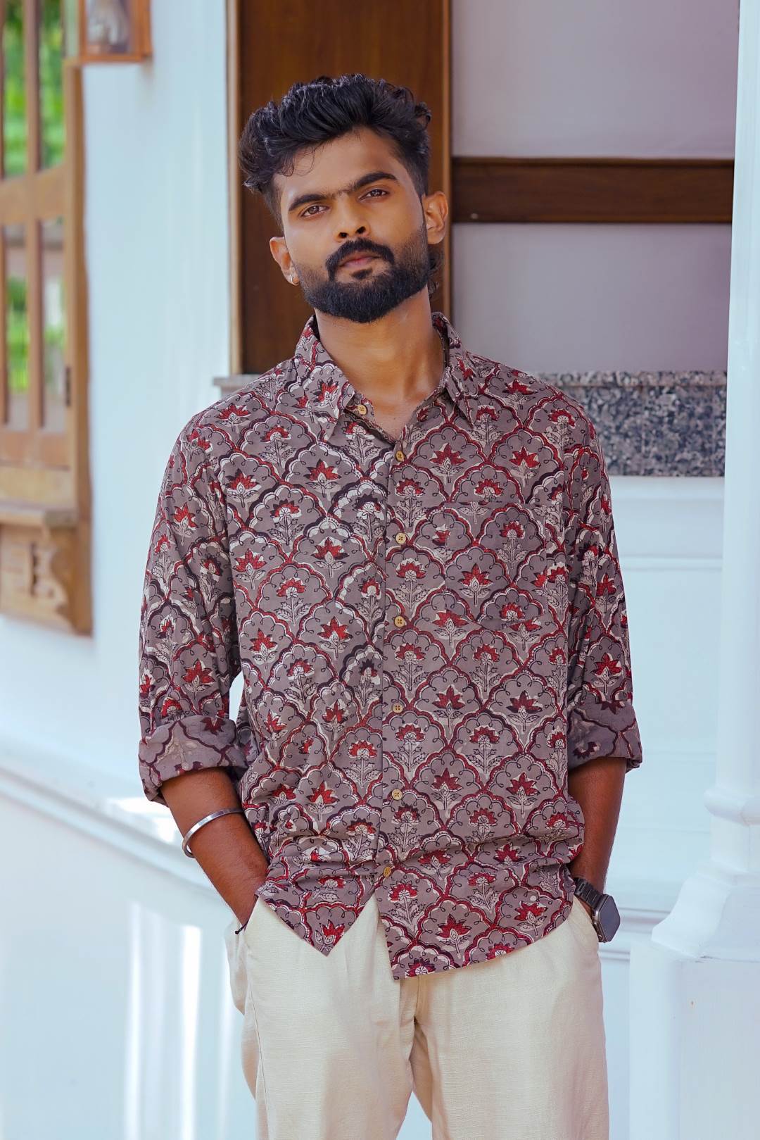 Grey Tree Print Shirt