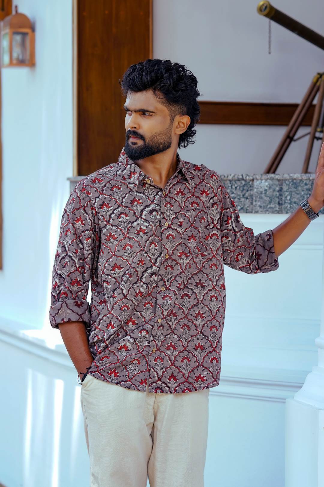 Grey Tree Print Shirt