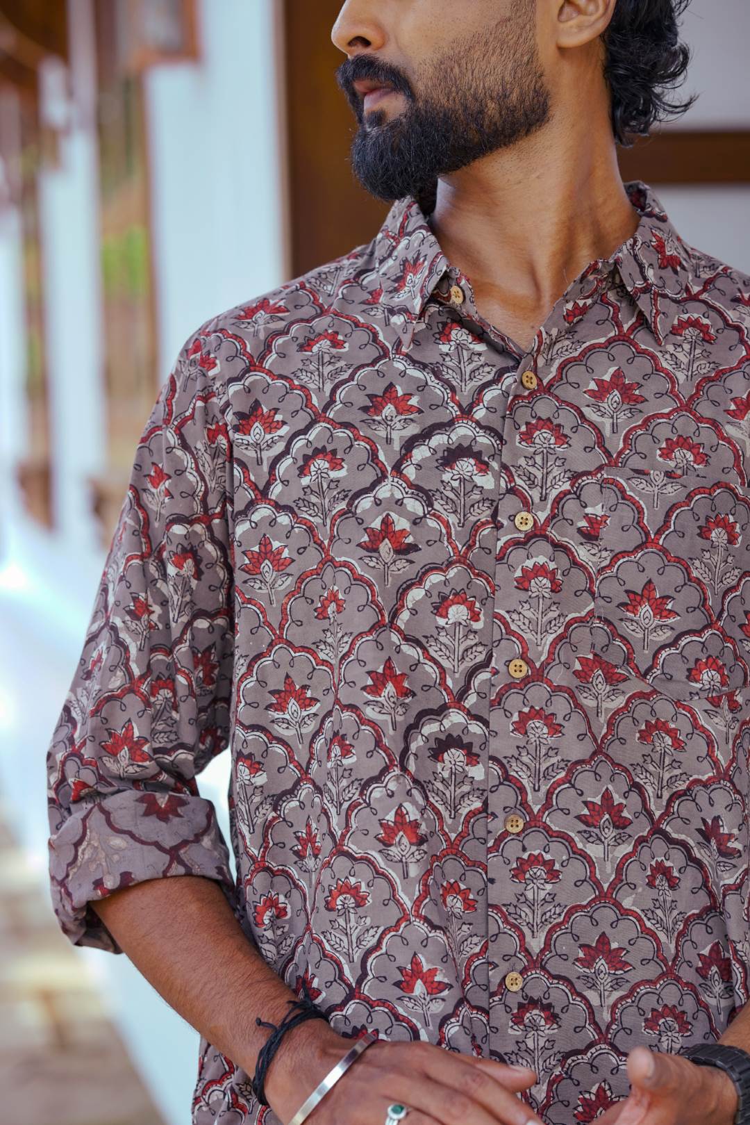 Grey Tree Print Shirt