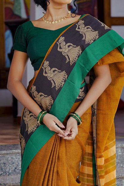 Mustardyellow Narayanpet Saree