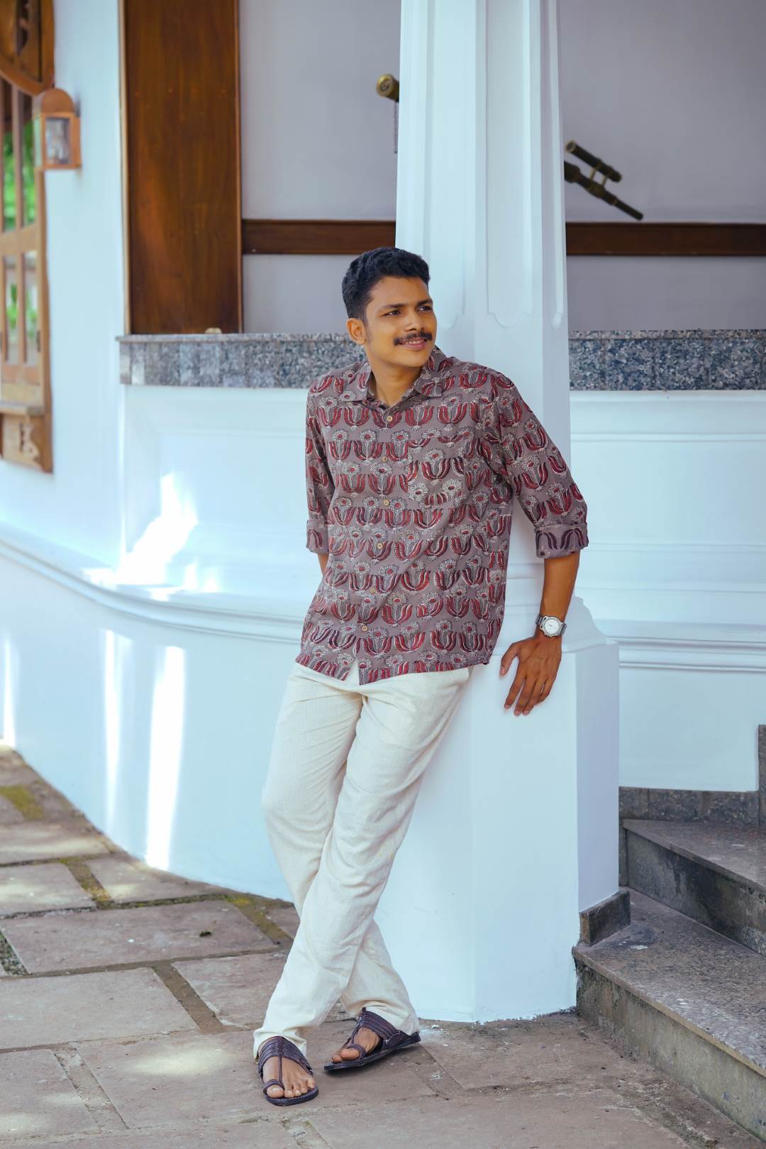 Grey Sunflower Print Shirt