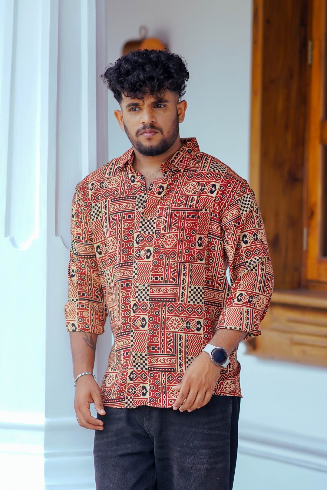 Red Base Full Sleeve Shirt