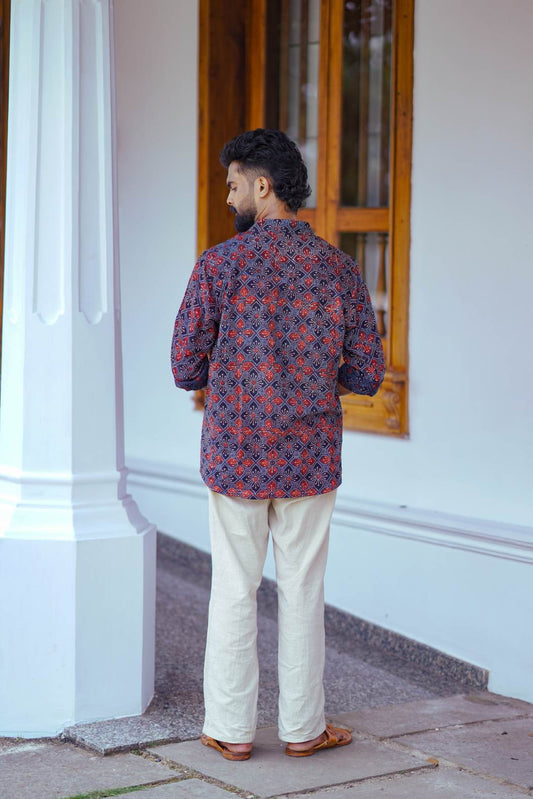 Dark Blue Ajrakh Shirt