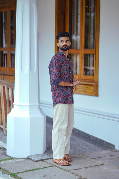 Dark Blue Ajrakh Shirt