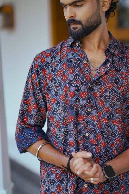 Dark Blue Ajrakh Shirt