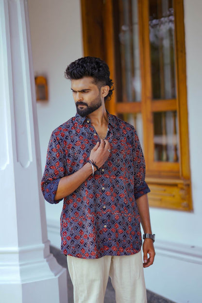 Dark Blue Ajrakh Shirt