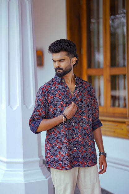 Dark Blue Ajrakh Shirt