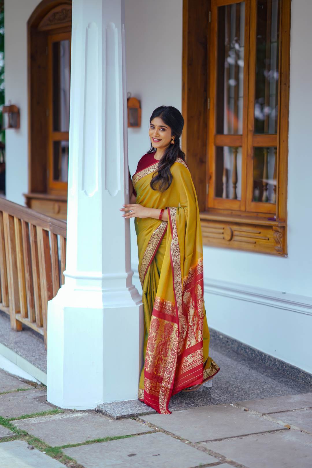 Mustard Yellow Doubleshade Saree