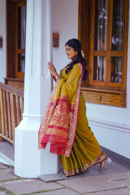 Mustard Yellow Doubleshade Saree