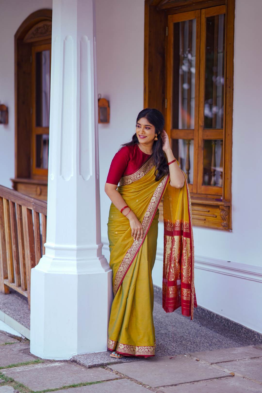 Mustard Yellow Doubleshade Saree