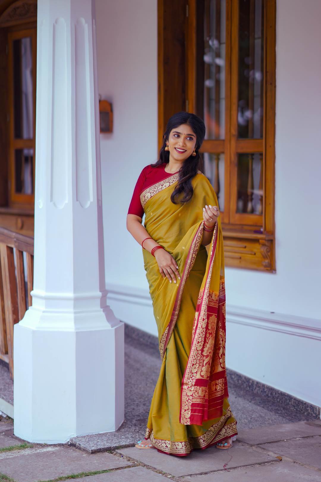 Mustard Yellow Doubleshade Saree