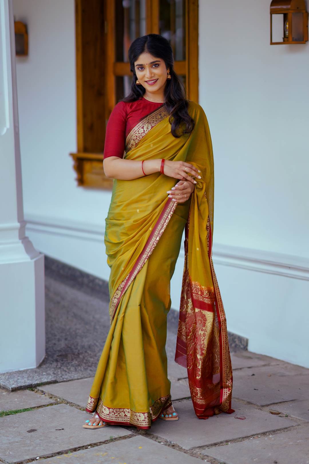 Mustard Yellow Doubleshade Saree