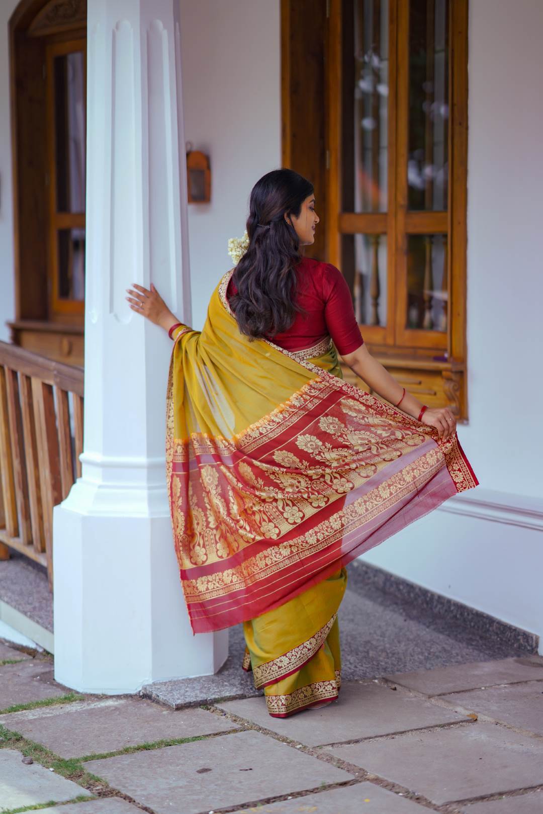 Mustard Yellow Doubleshade Saree
