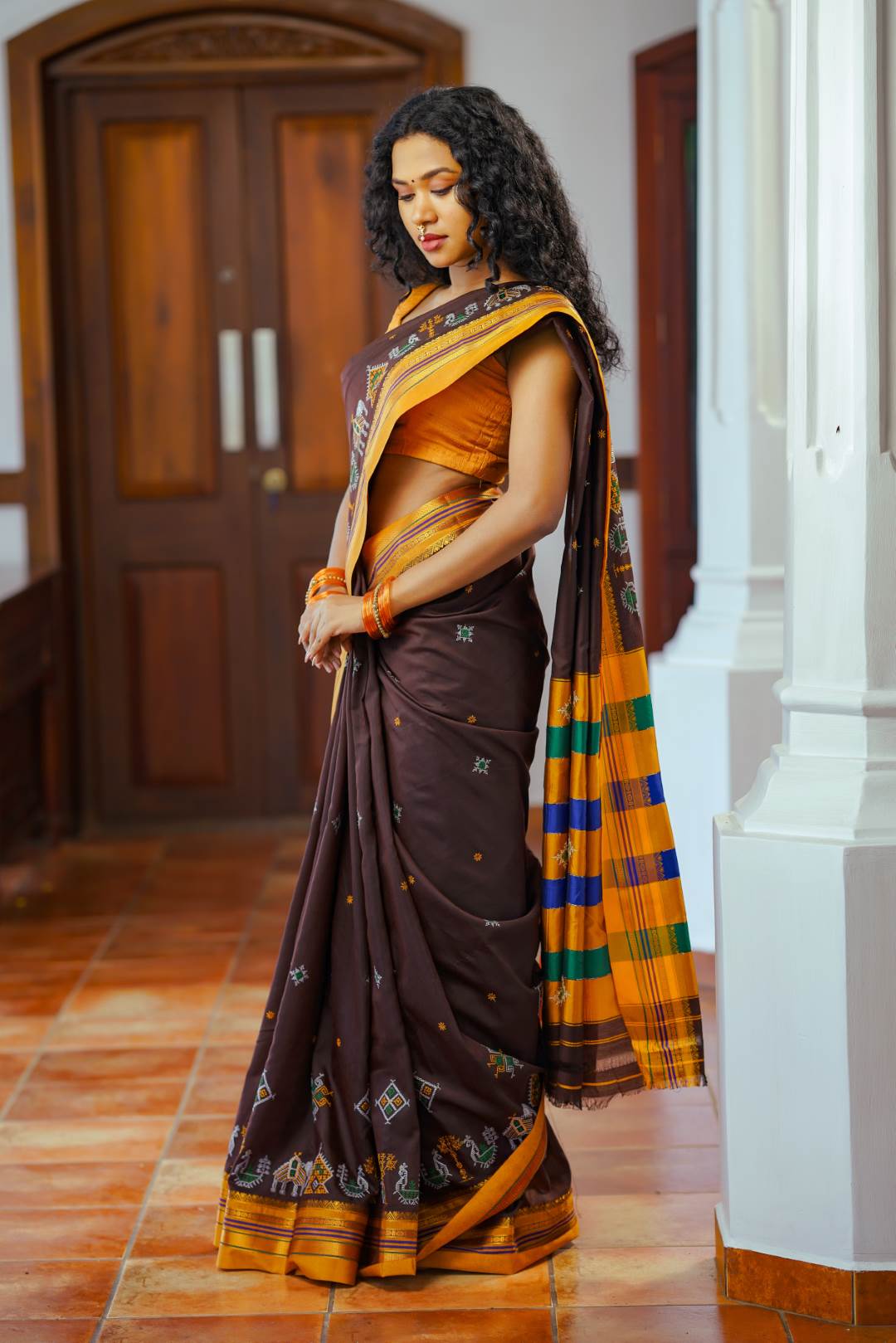 Brown Narayanpettu Saree
